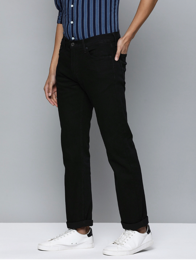 Men Black 513 Straight Fit Mid-Rise Stretchable Jeans-23677-0282