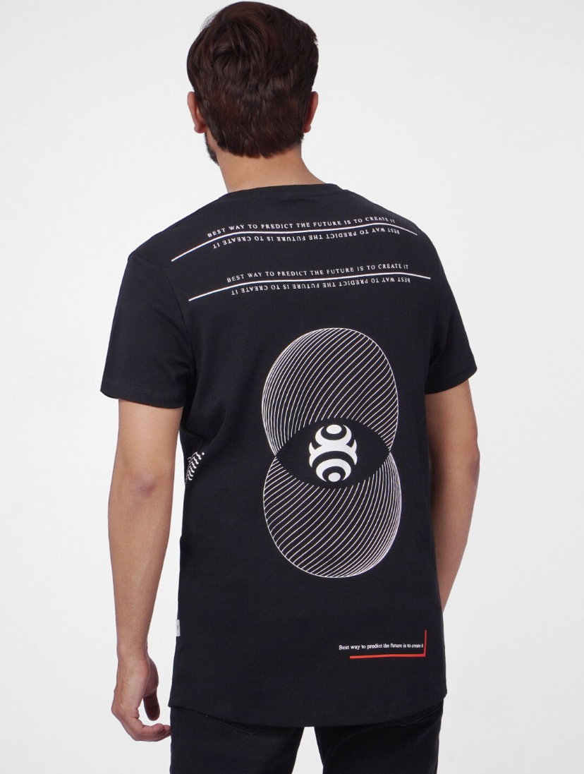 Men Black Typography Printed Slim Fit T-shirt-1535435008