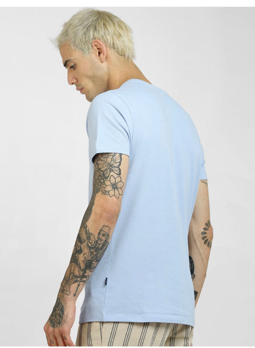 Men Blue Slim Fit T-shirt-2873832003