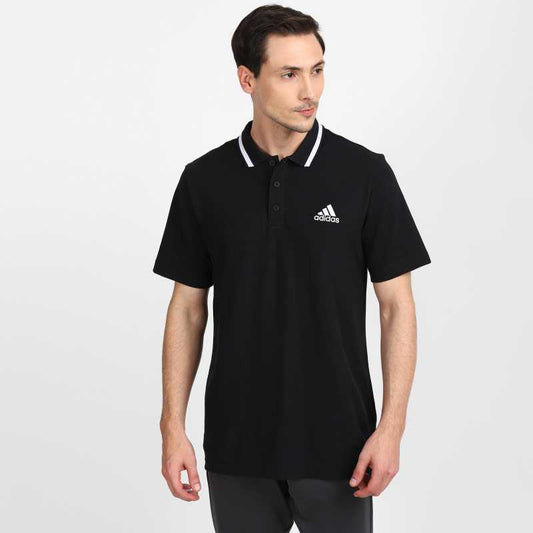 Striped Men Polo Neck Black T-Shirt-H18964