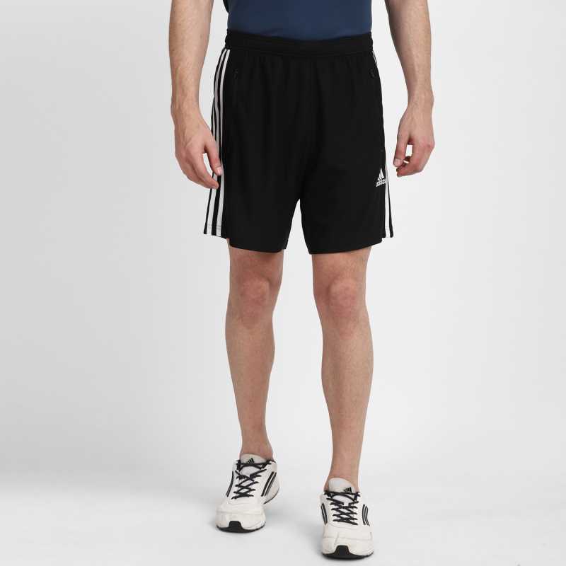 Striped Men Black Sports Shorts-Ha7024