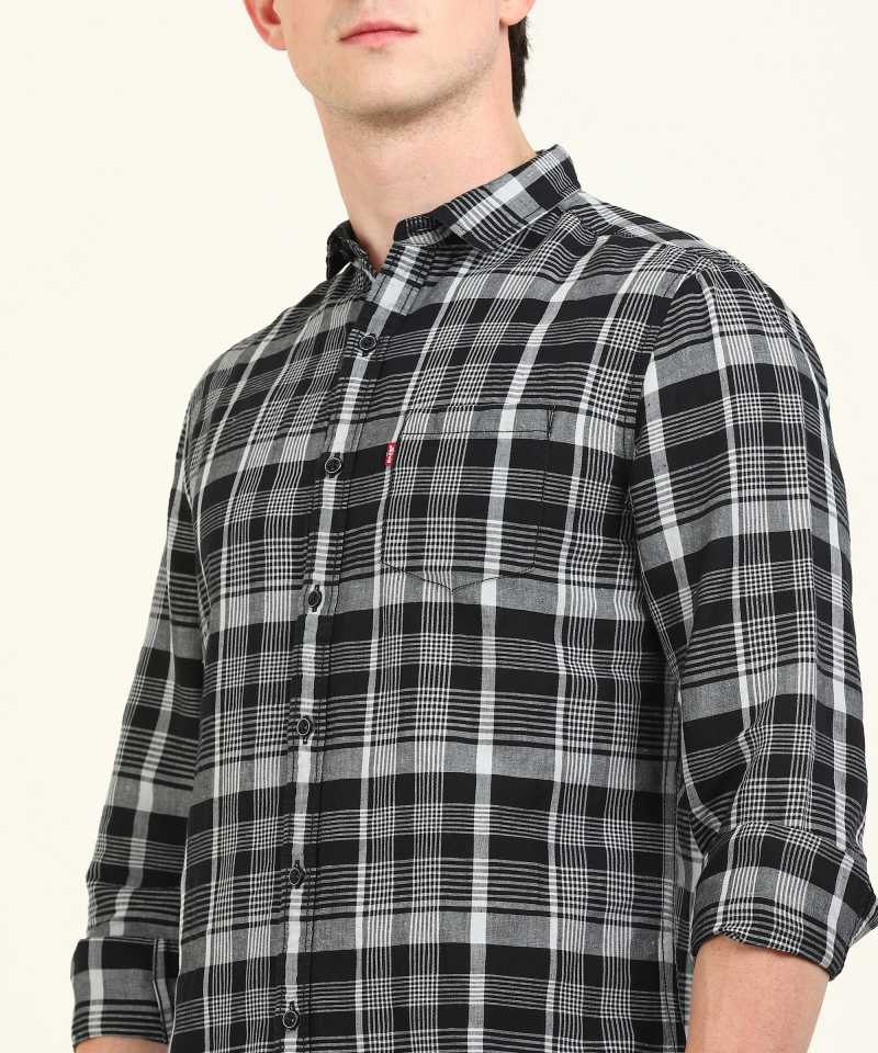 Men Slim Fit Checkered Slim Collar Casual Shirt-32874-0127
