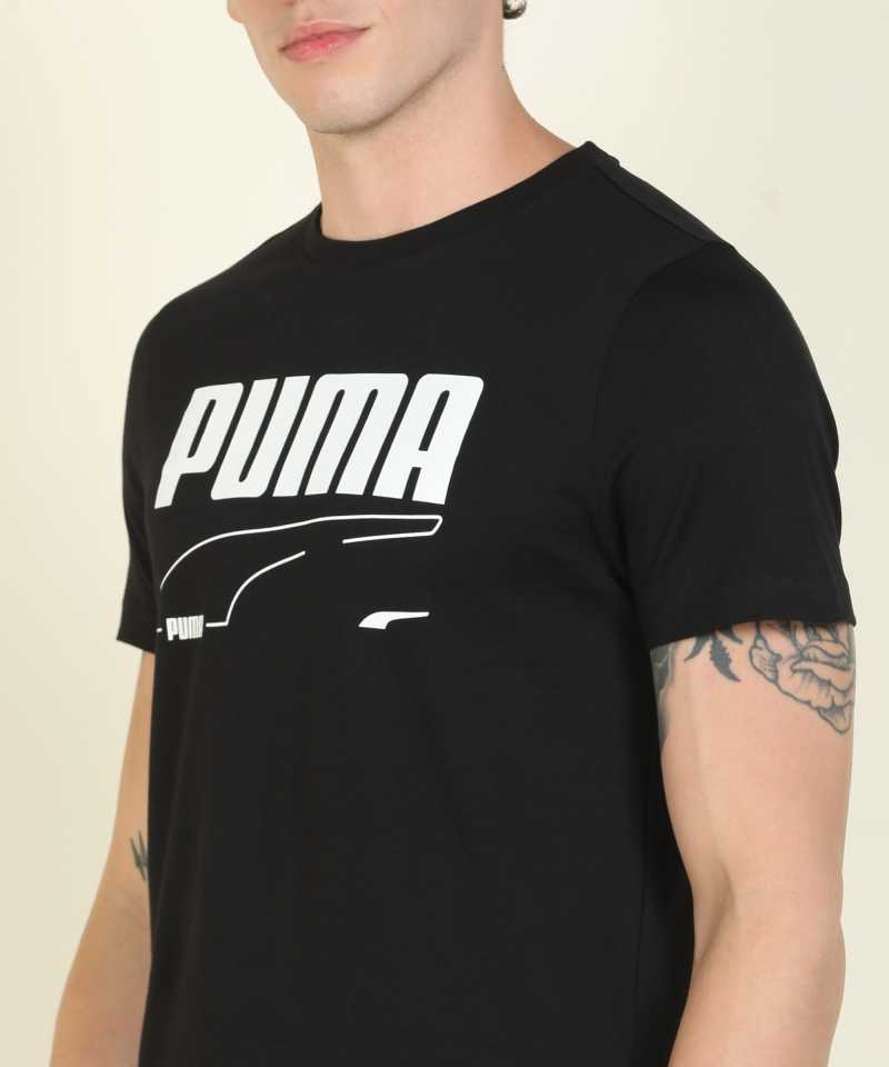 Printed Men Round Neck Black T-Shirt-84761801