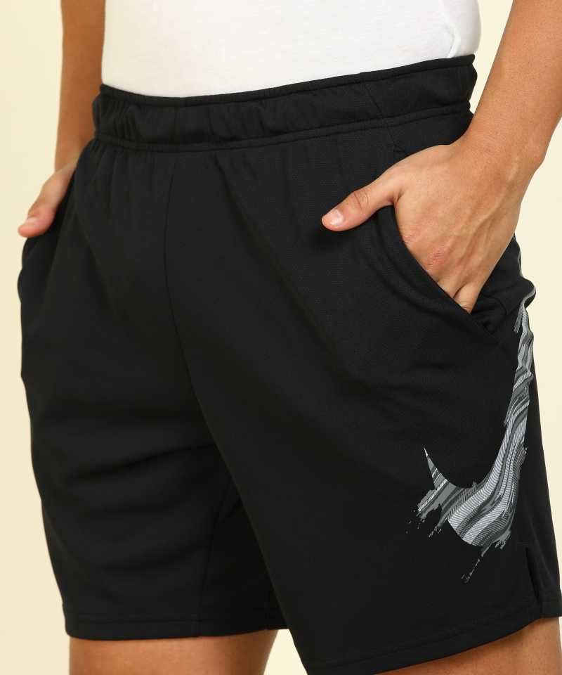 Printed Men Black Sports Shorts-CU8079-011