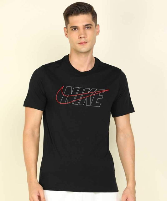 Printed Men Round Neck Black T-Shirt-Dj4076-010