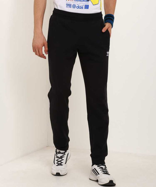 Solid Men Black Track Pants-DV1574