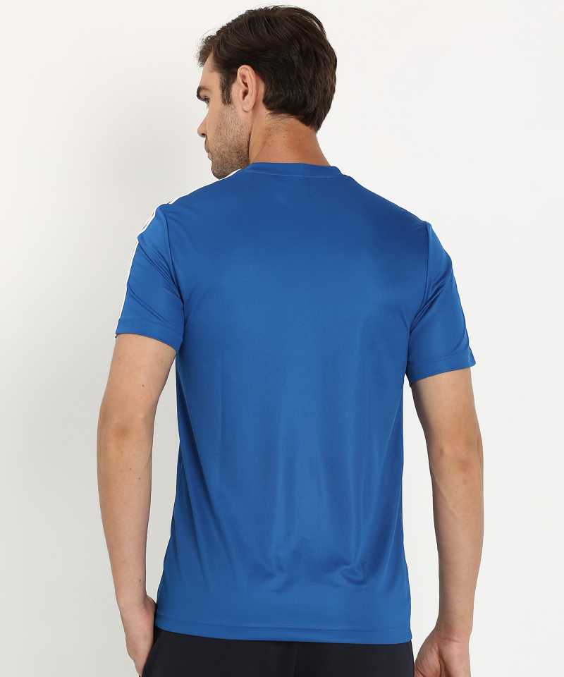 Striped Men Round Neck Blue T-Shirt