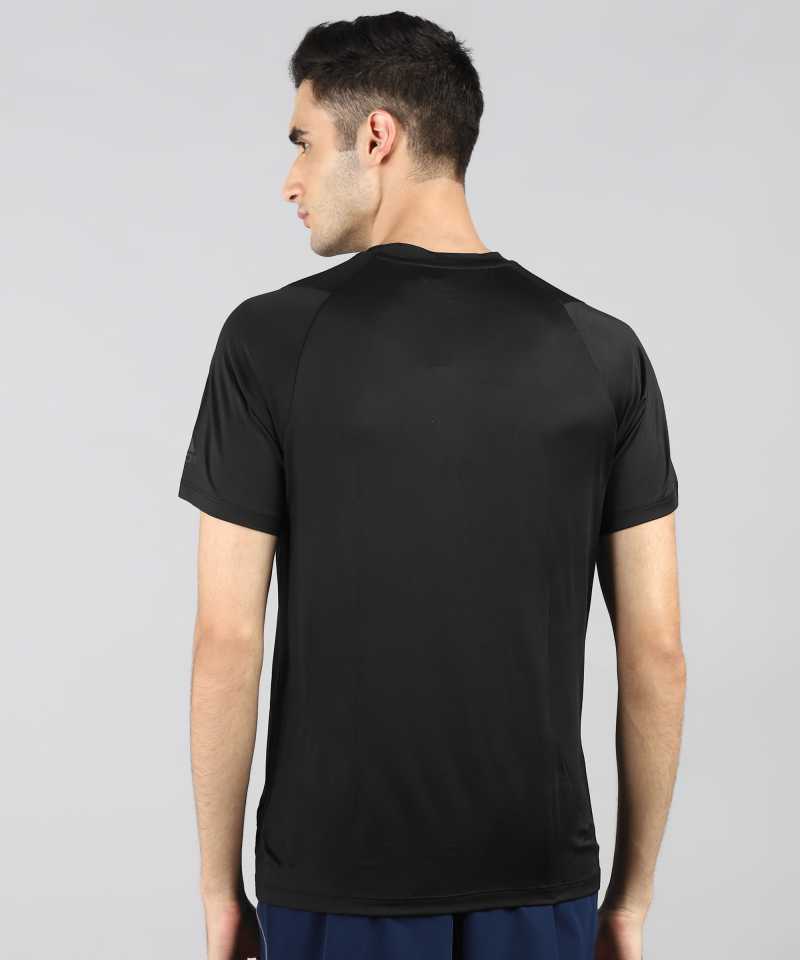 Sporty Men Round Neck Black T-Shirt-Fs3982