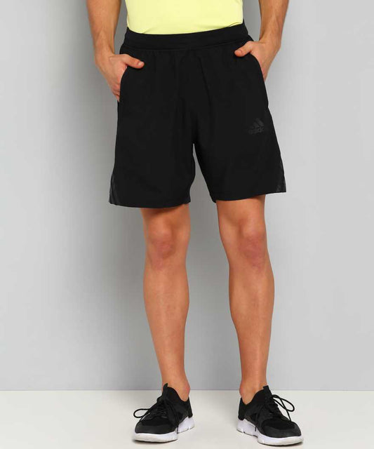 Solid Men Black Sports Shorts-gc7858