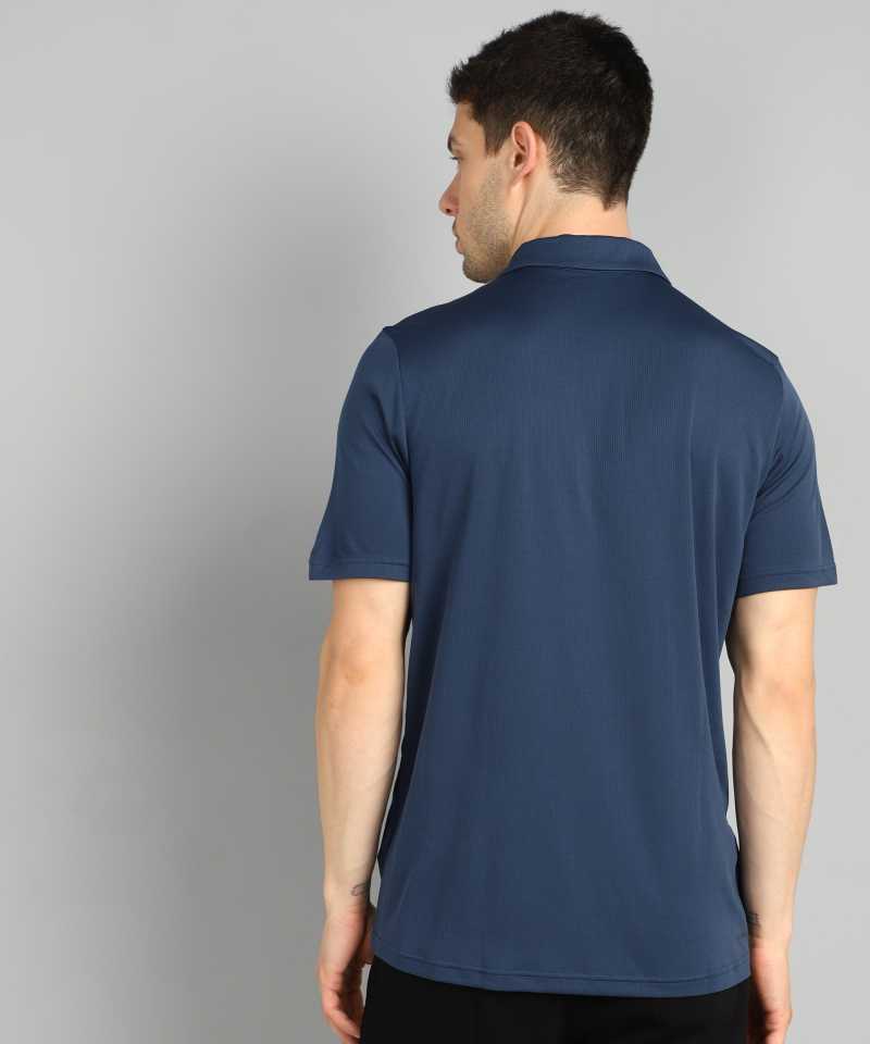 Solid Men Polo Neck Blue T-Shirt(Polyster)-H18948