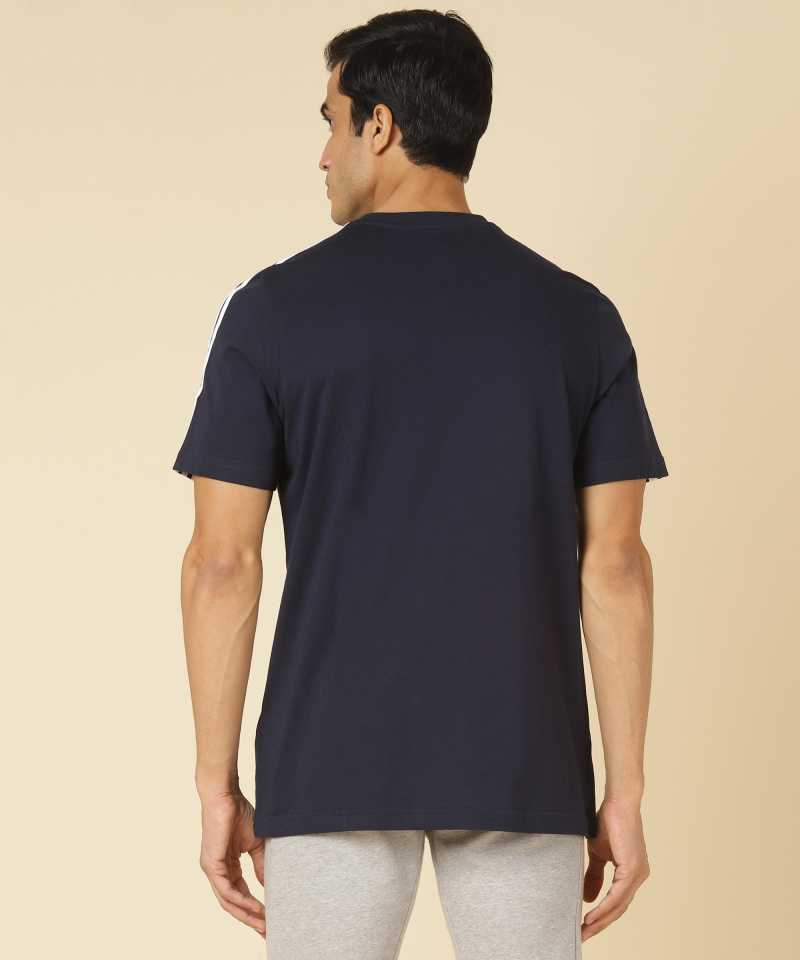 Solid Men Round Neck Blue T-Shirt-Hb0813