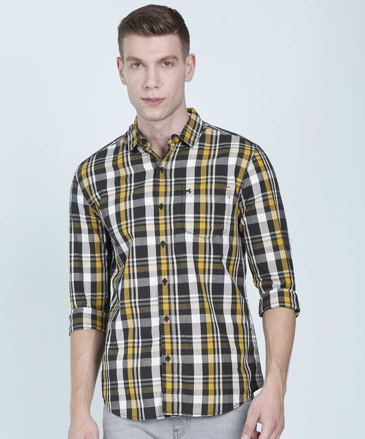 Men Regular Fit Checkered Spread Collar Casual Shirt-W3099210435Z - Discount Store