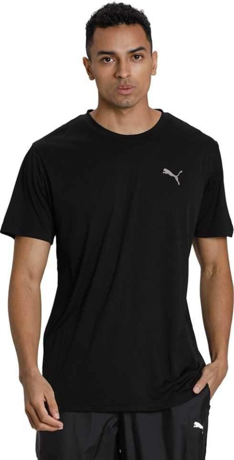 Solid Men Round Neck Black T-Shirt-51963501