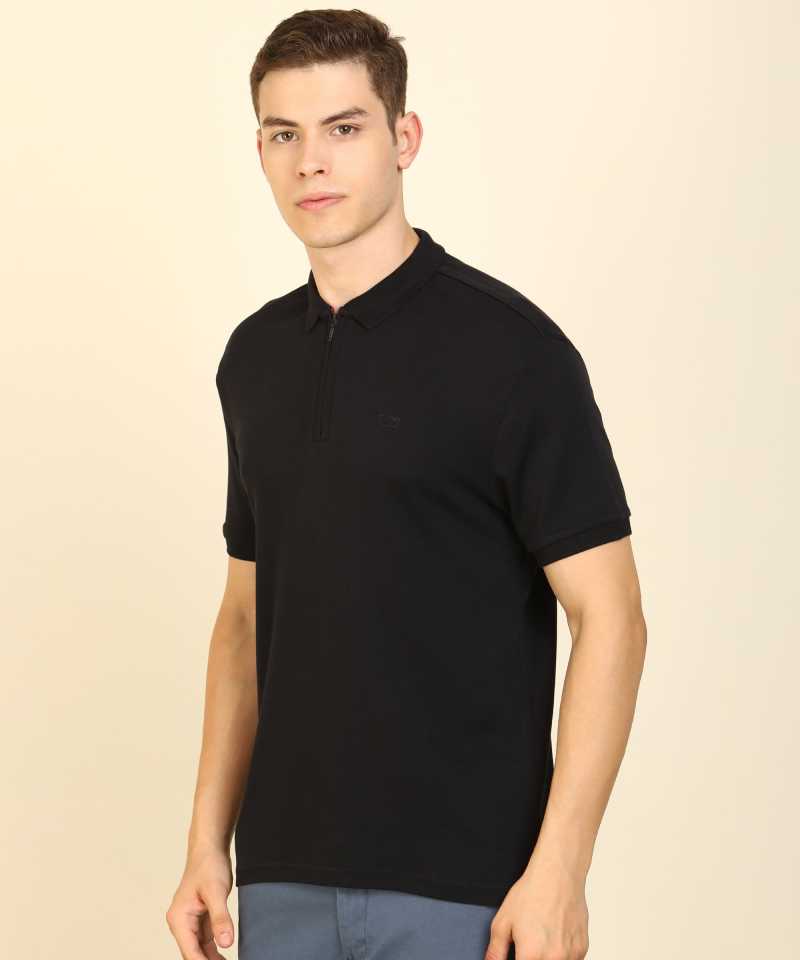 Solid Men Polo Neck Reversible Black T-Shirt-81814-0000