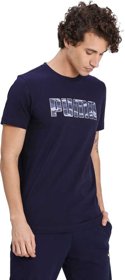 Printed Men Round Neck Blue T-Shirt-855051 22