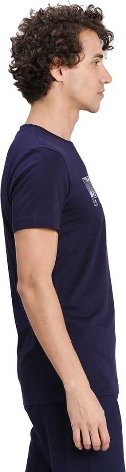 Printed Men Round Neck Blue T-Shirt-855051 22