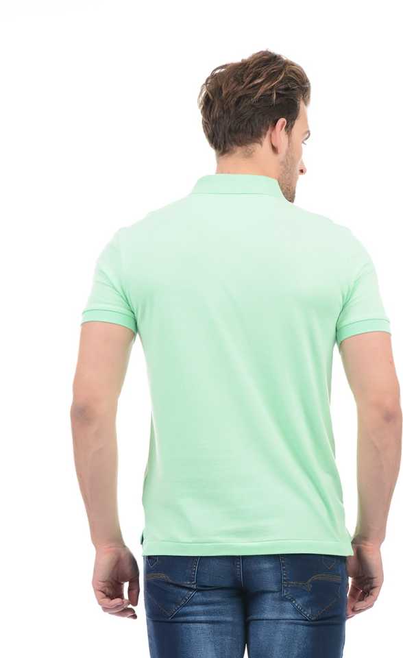 Solid Men Polo Neck Green T-Shirt-Usts5681