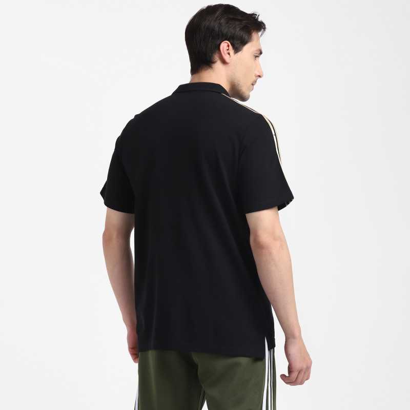 Solid Men Polo Neck Black T-Shirt-H18927